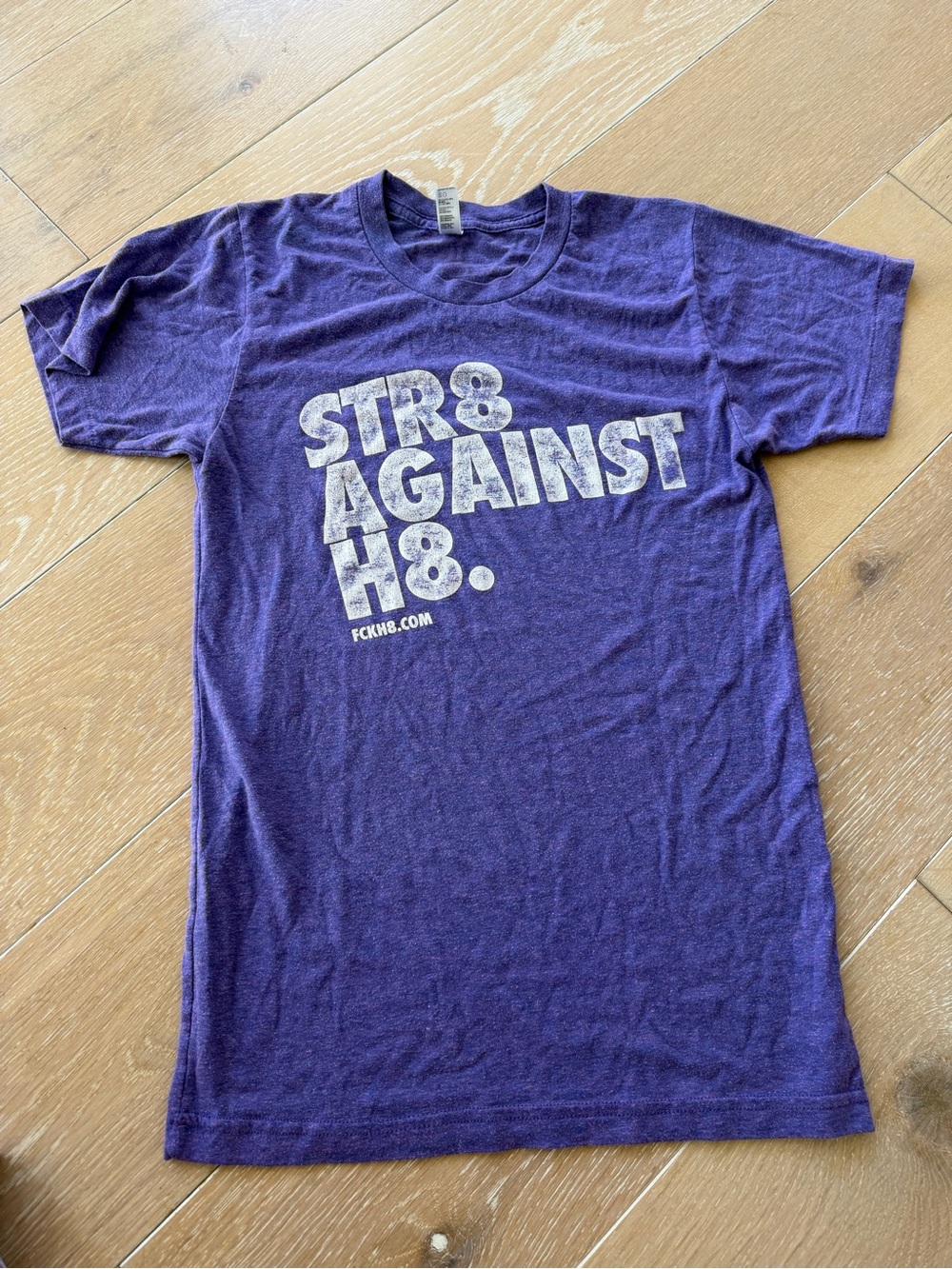 Early 2000s American Apparel "STR8 AGAINST H8" Graphic Tee